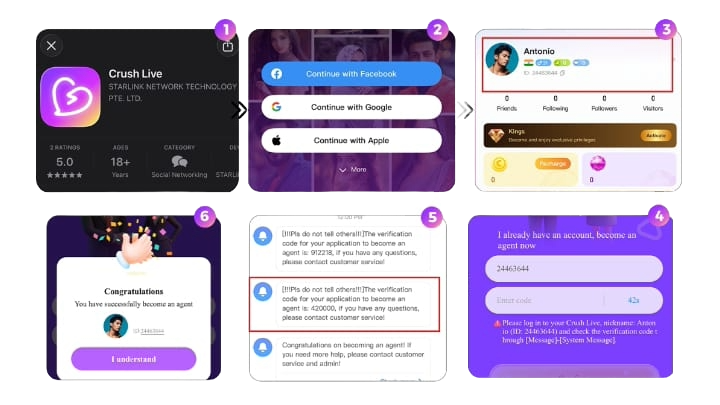 Registro da agência Crush Live